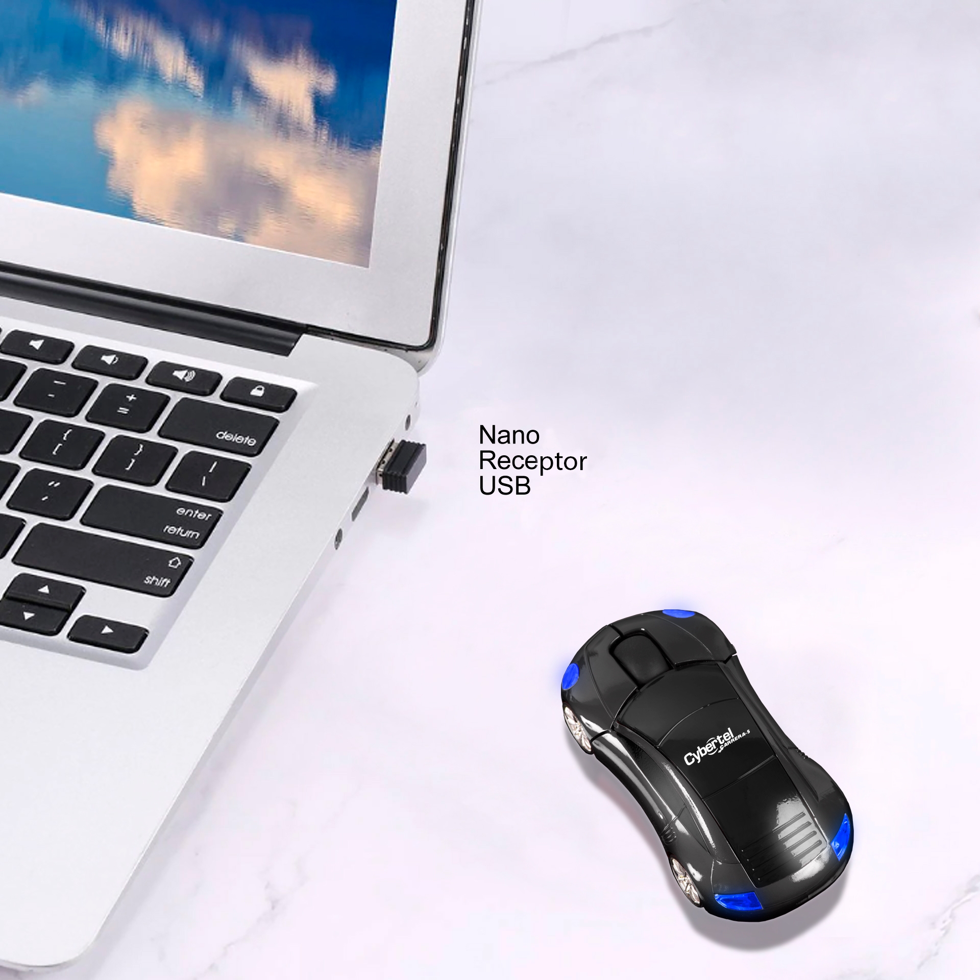 Mouse inalámbrico estilo carro Carrera-s Cybertel